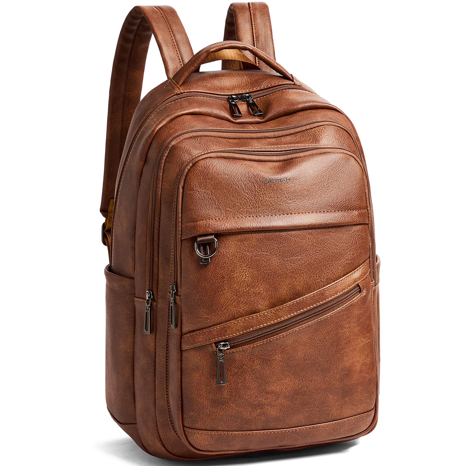 LATMAP Backpack Purse for Women Men Laptop Backpack, Faux Leather Travel Work Backpack Teacher Bookbag fits 15.6 17" Laptop