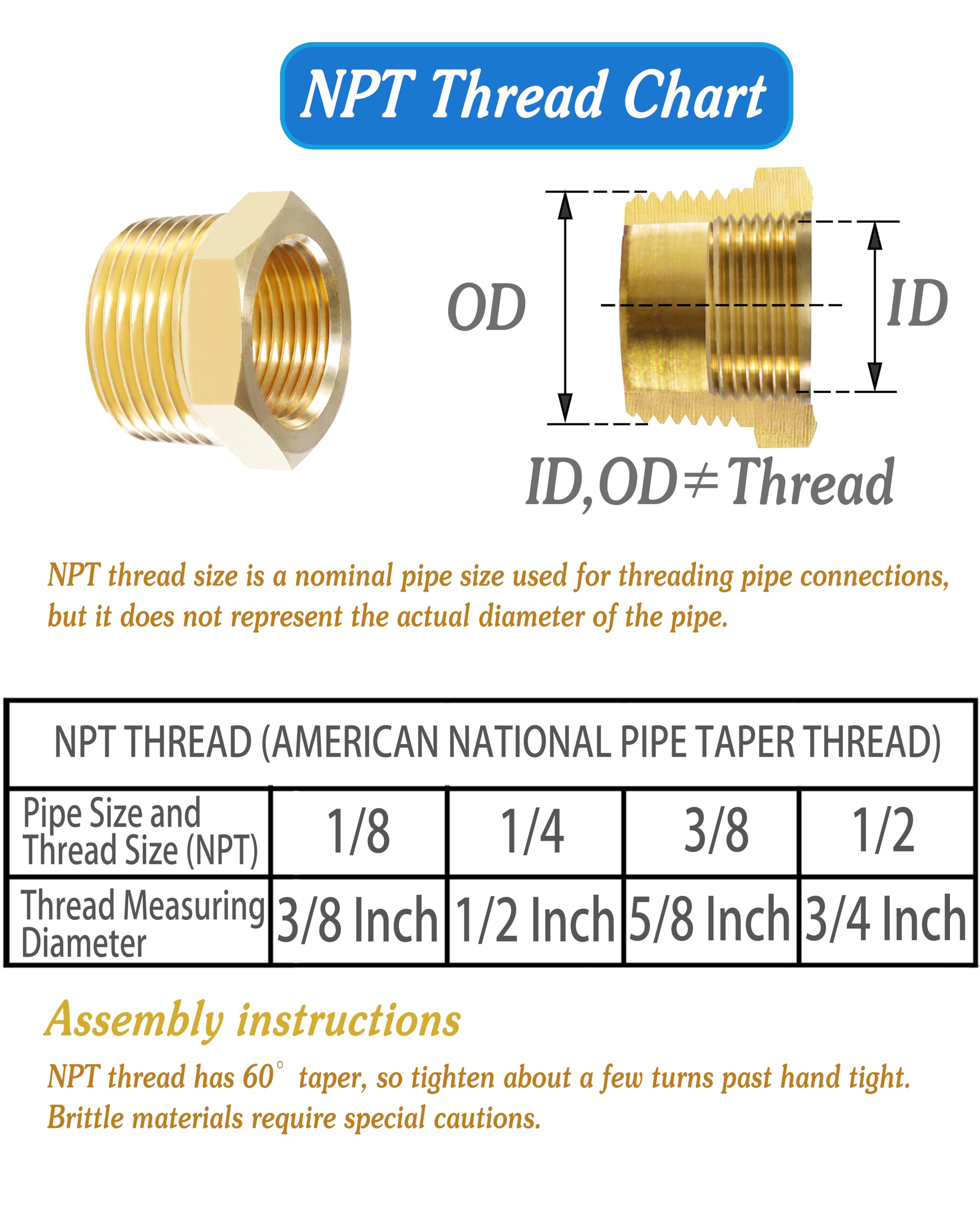 Msaeiqun 5 Stück Messing Winkelverschraubungen - 1/8 Zoll NPT Innengewinde Adapter