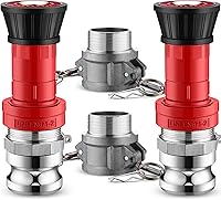 MorningRo 2-Pack 2 Inch NPSH/NPT Heavy-Duty Fire Hose Nozzles - Adjustable Stream to Fog Spray with Aluminum Camlock Fittings