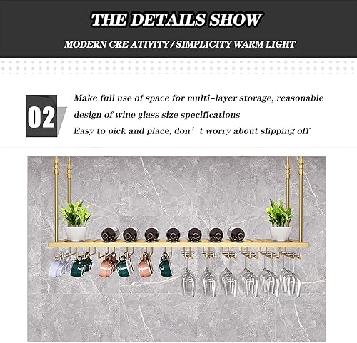 Miniatura 4 de Wine Rack Wall Mounted - Adjustable Height and Width Wine Rack, Metal Ceiling Glass Bottles Holder, Rustic Display Storage Racks Holders for Wine