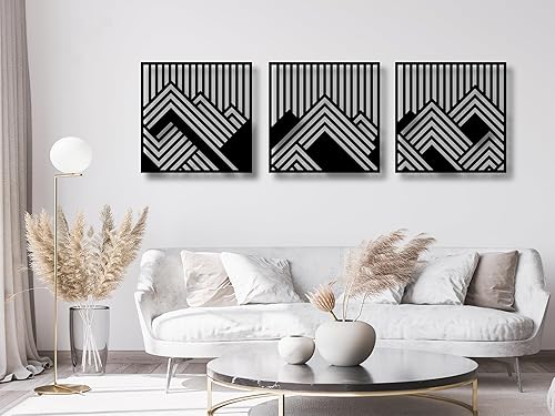 VAILLA Geometric Mountain Wall Art Large Wood Wall Decor Set