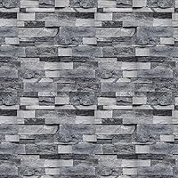 Vista 9 de Timeet - Papel pintado de despegar y pegar, papel de contacto de ladrillo blanco gris, papel de pared 3D autoadhesivo extraíble para dormitorio