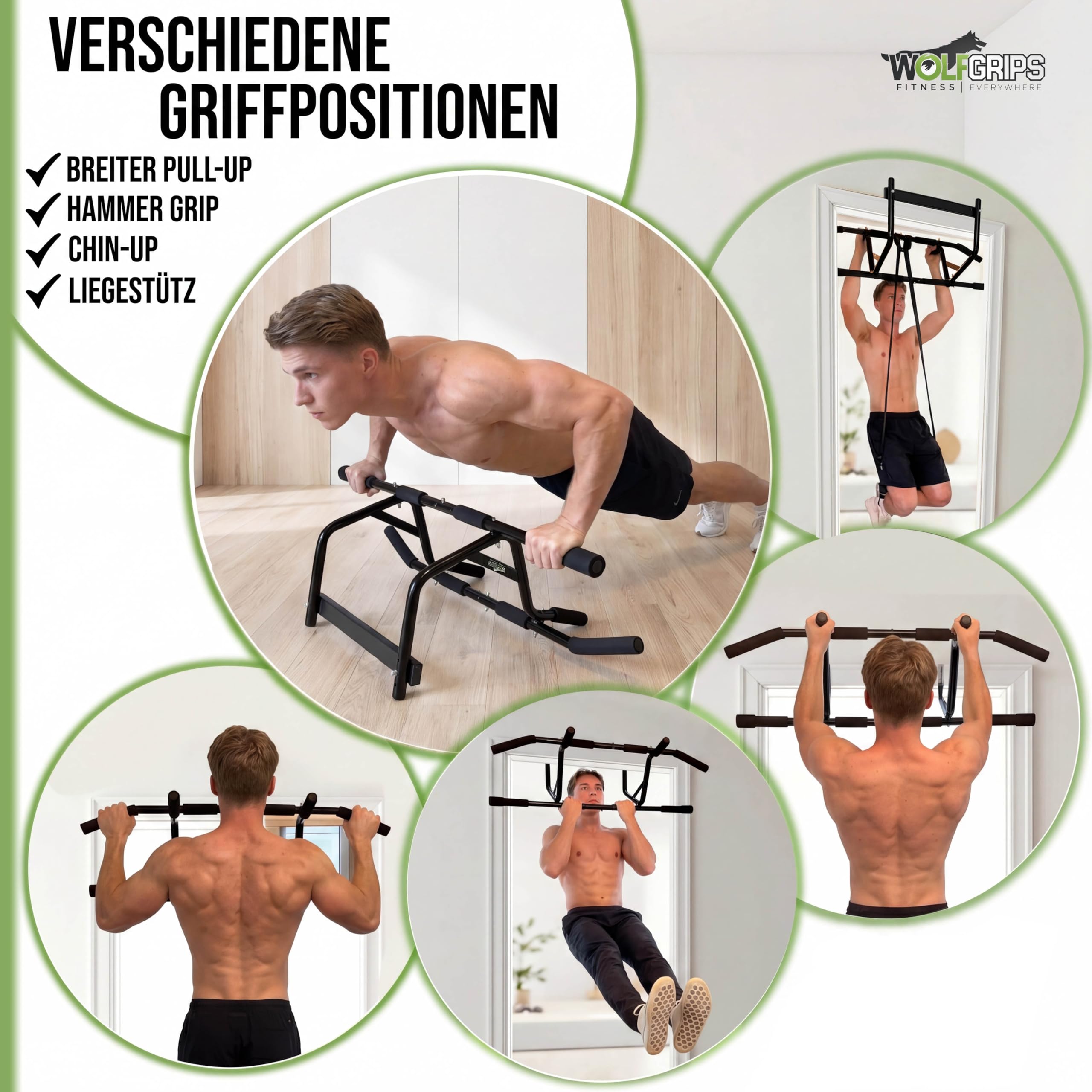 Klimmzugstange für Türrahmen zum Einhängen ohne Schrauben, Pull Up Bar mit Rutschfesten Griffen, Profi inkl. Widerstandsband