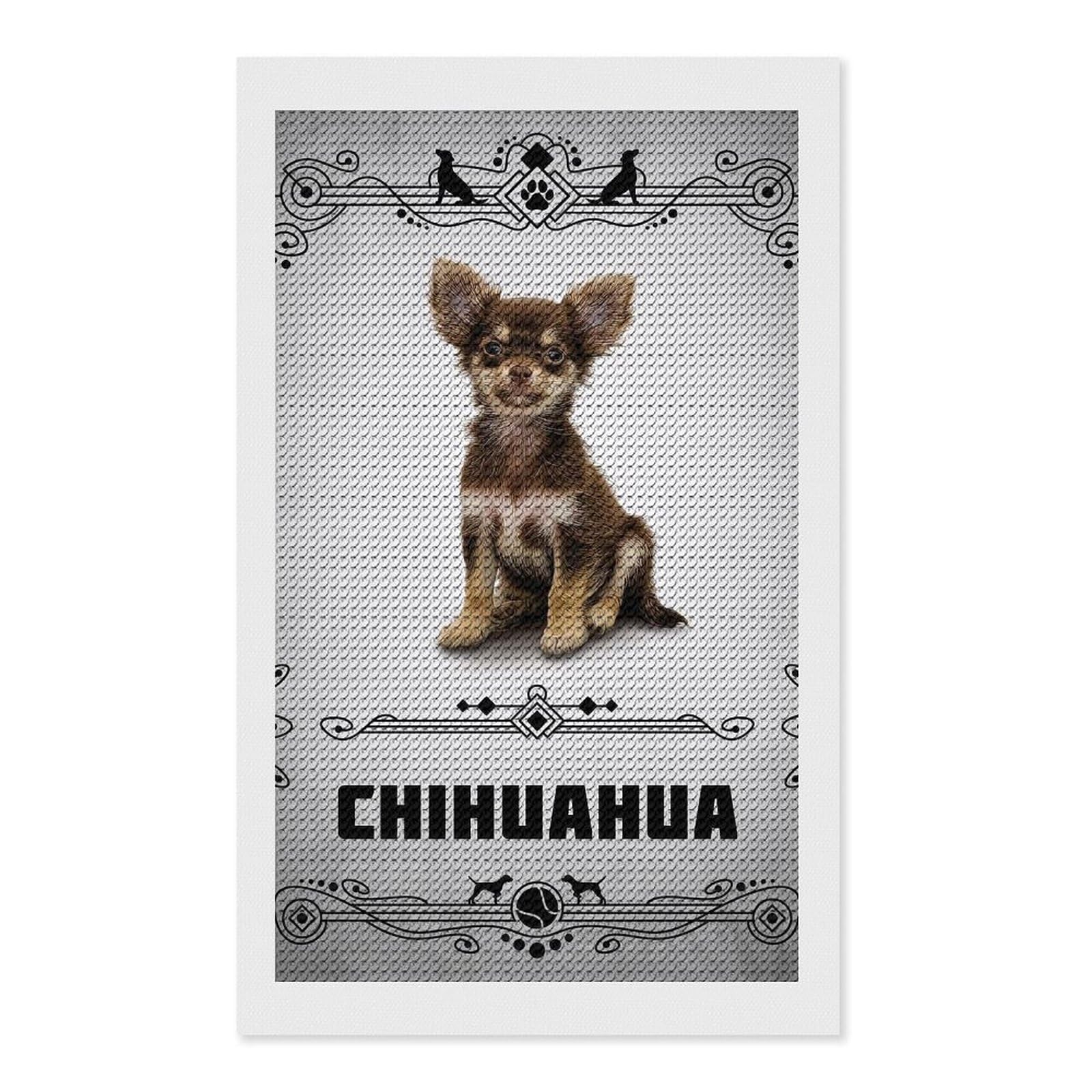 Junmoney Chihuahua Diamond Art Canvas 12"x20", for Family Craft Time, Creative Leisure Activity, Living Room Decor, Festive Craft Gift