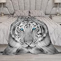 Vista 5 de Wild White Tiger Flannel Fleece Throw Blanket Soft Warm Lightweight Fuzzy Plush Blankets for Bed Couch Sofa 60"x80