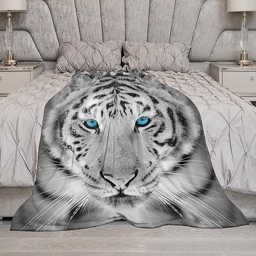 Miniatura 5 de Wild White Tiger Flannel Fleece Throw Blanket Soft Warm Lightweight Fuzzy Plush Blankets for Bed Couch Sofa 60x80