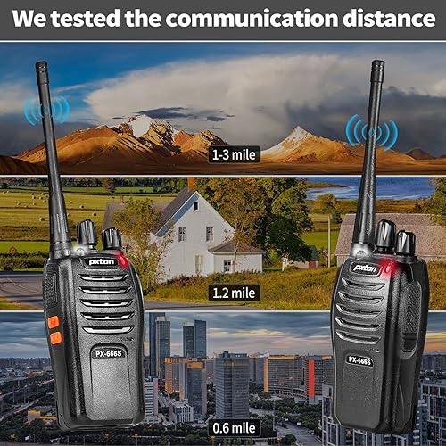 Miniatura 7 de pxton 666S walkie talkies de largo alcance recargable para adultos con auriculares y batería de iones de litio, radios de 2 vías con reducción de