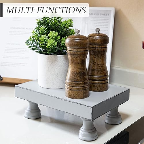 Miniatura 4 de EOSAHR Elegante y moderno juego de pedestal para decoración del hogar de granja, elevadores decorativos de madera, soporte para jabón y elegante