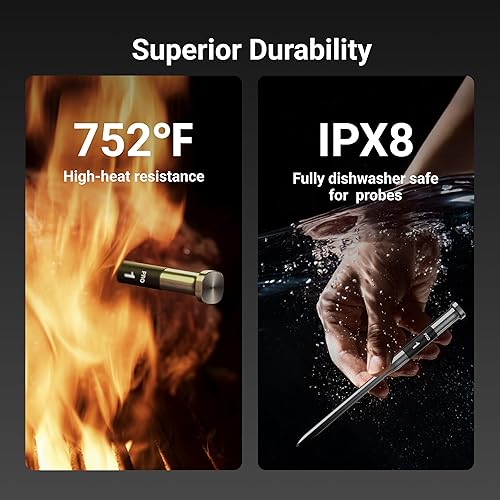 Miniatura 7 de ThermoMaven - Termómetro inalámbrico inteligente para carne con Bluetooth, señal Sub-1G mejorada 10 veces y estabilidad, base de pantalla