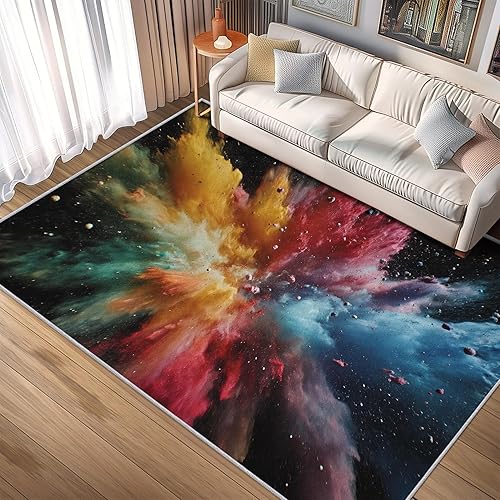 Miniatura 20 de Alfombras retro para sala de estar, de 7 x 7 pies, diseño de patrón de remolinos ondulados, rayas abstractas, de los años 70, alfombra de área retro