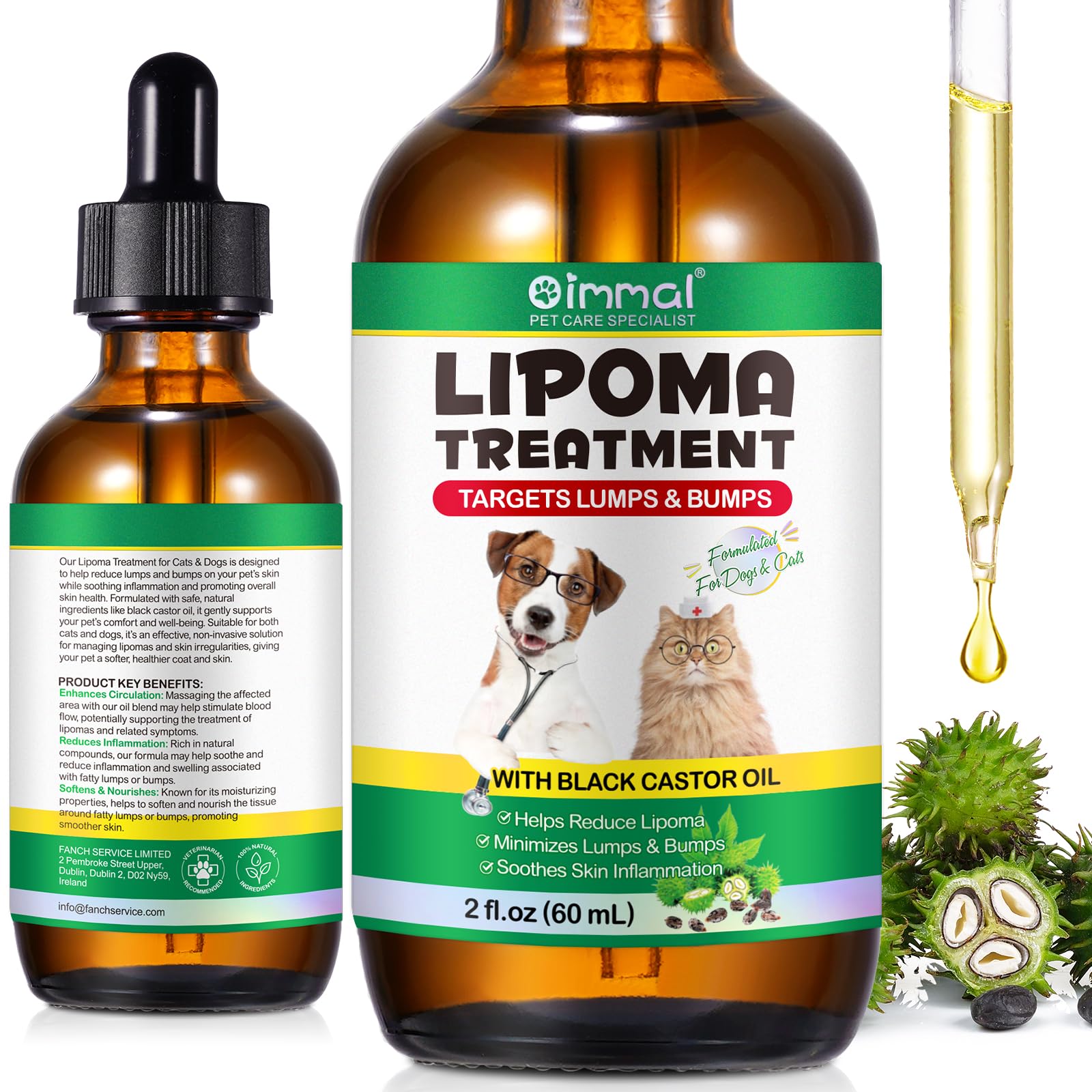 Lipoma Treatment Targets Guard for Dogs Lumps and Bumps 2 fl.oz, Lipoma Treatment for Dogs Cats, Soften Fatty Lumps & Bumps, Castor Oil for Pets, Supplements Lipoma Reduction, Immune Support
