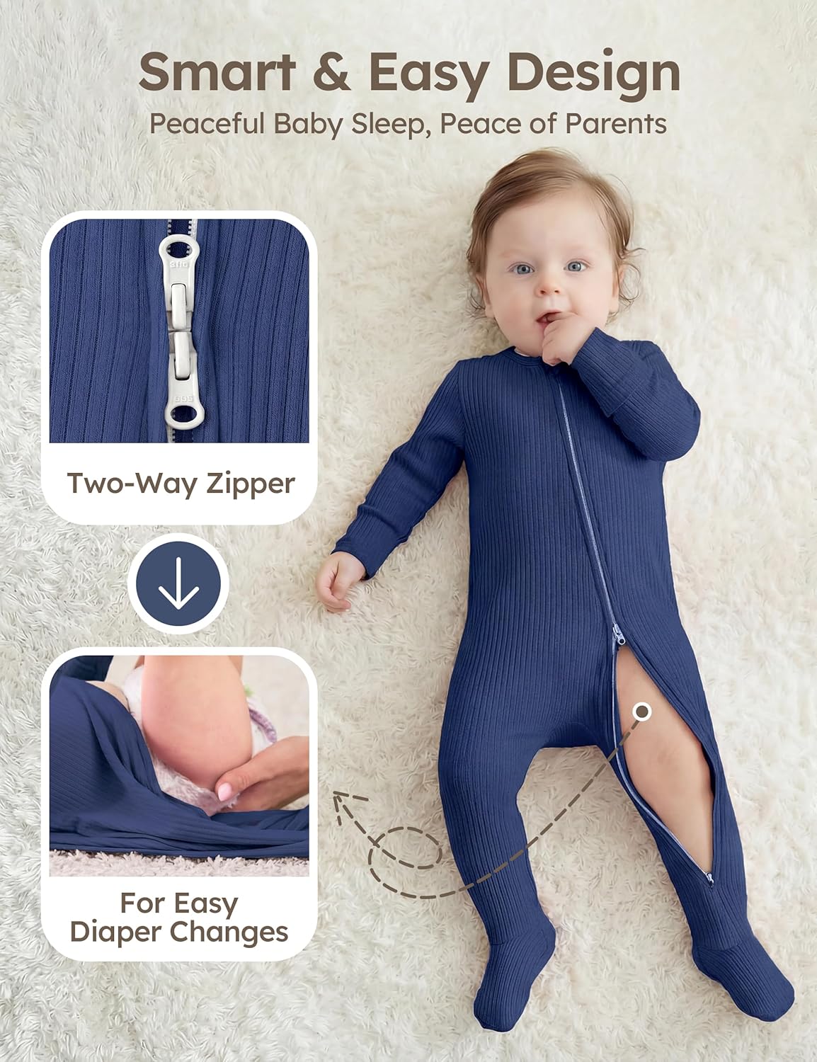 Unnivoll Baby Pajamas Baby Sleepers Rayon From Bamboo for Newborn 0-3 3-6 6-9 Months Footie Pjs Baby Boys Girls Clothes