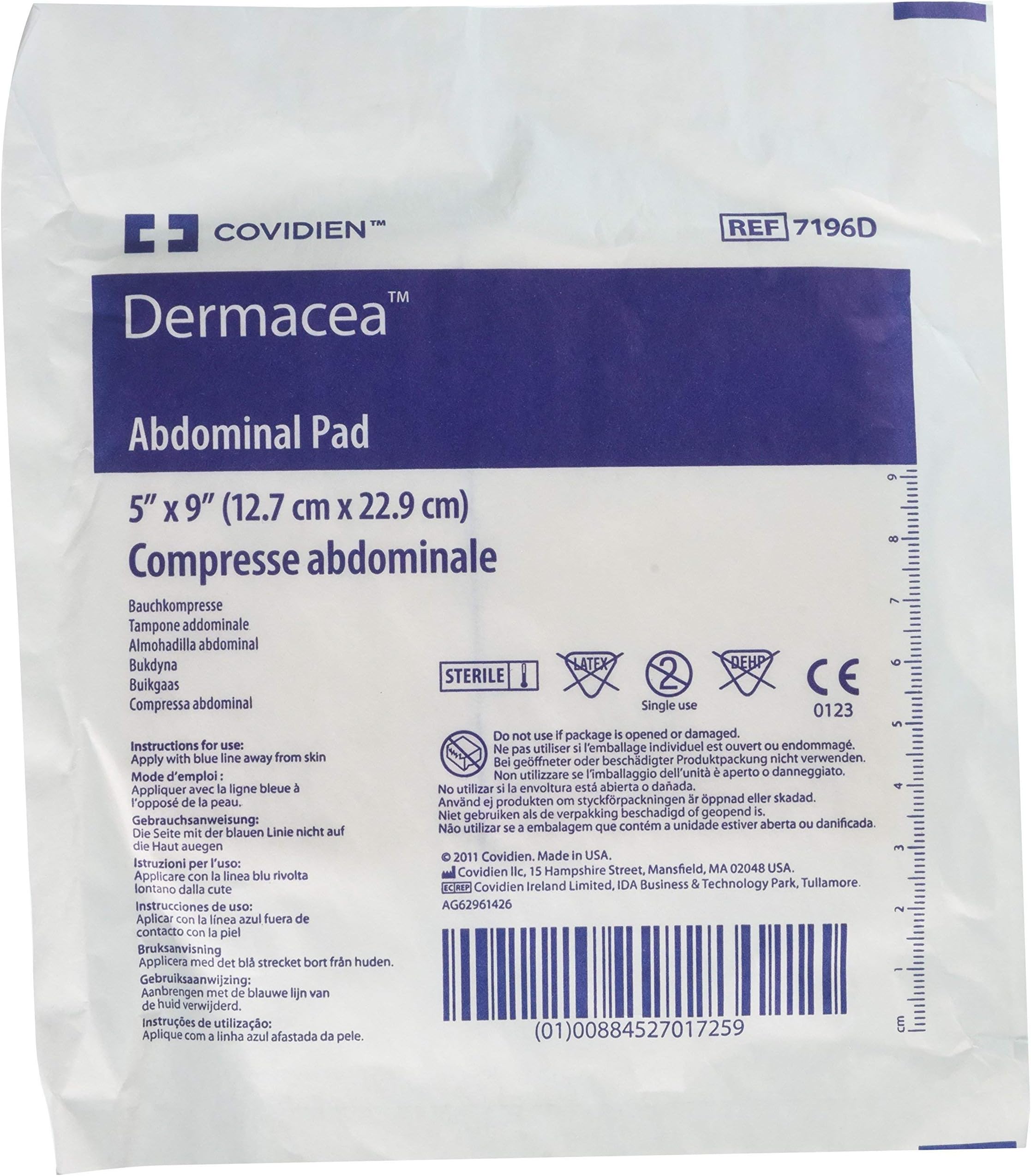 DERMACEA Abdominal Pads - 5" x 9" - Sterile - Tray