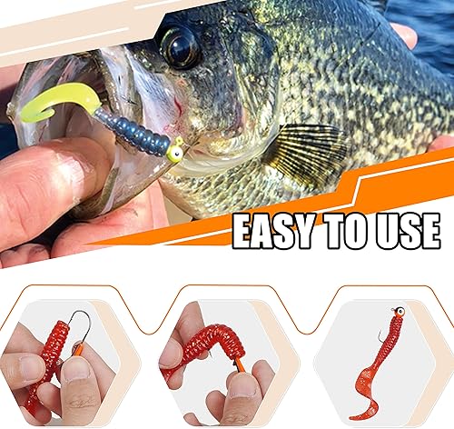 Miniatura 5 de Kit de ganchos para cabeza de plantilla de pesca, 6970 piezas de bolas redondas de crappie cabezas señuelos de pesca pintados surtidos señuelos de