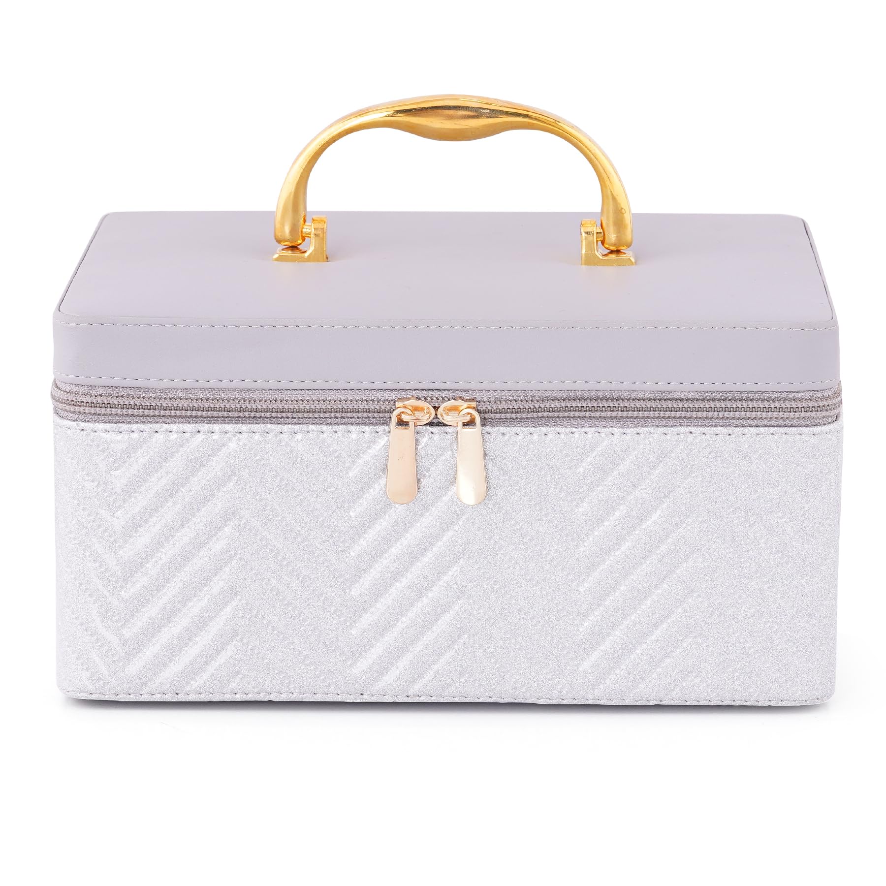 Hard Craft Large Capacity Cosmetic Bags for Womens Girls Bride Multi Functional Beauty Case Wedding Makeup Jewelery Bridal Box Leather Storage Organizer Bag for Home Travel with Mirror-image-26