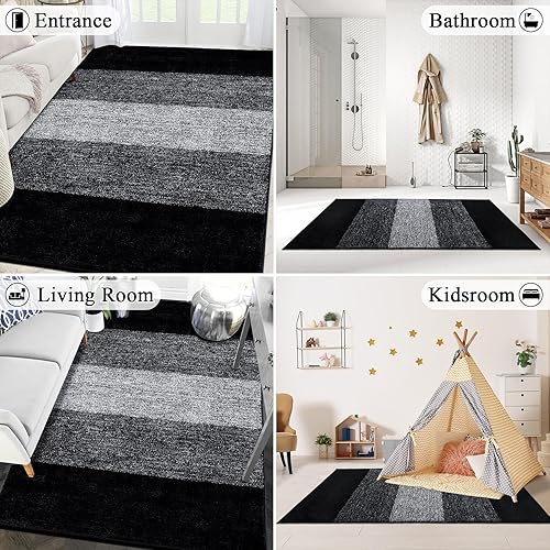 Miniatura 144 de Vaukki Tapete para puerta de entrada, antideslizante, absorbente, atrapador de lodo, tapete para el interior, tapete lavable para puerta de entrada