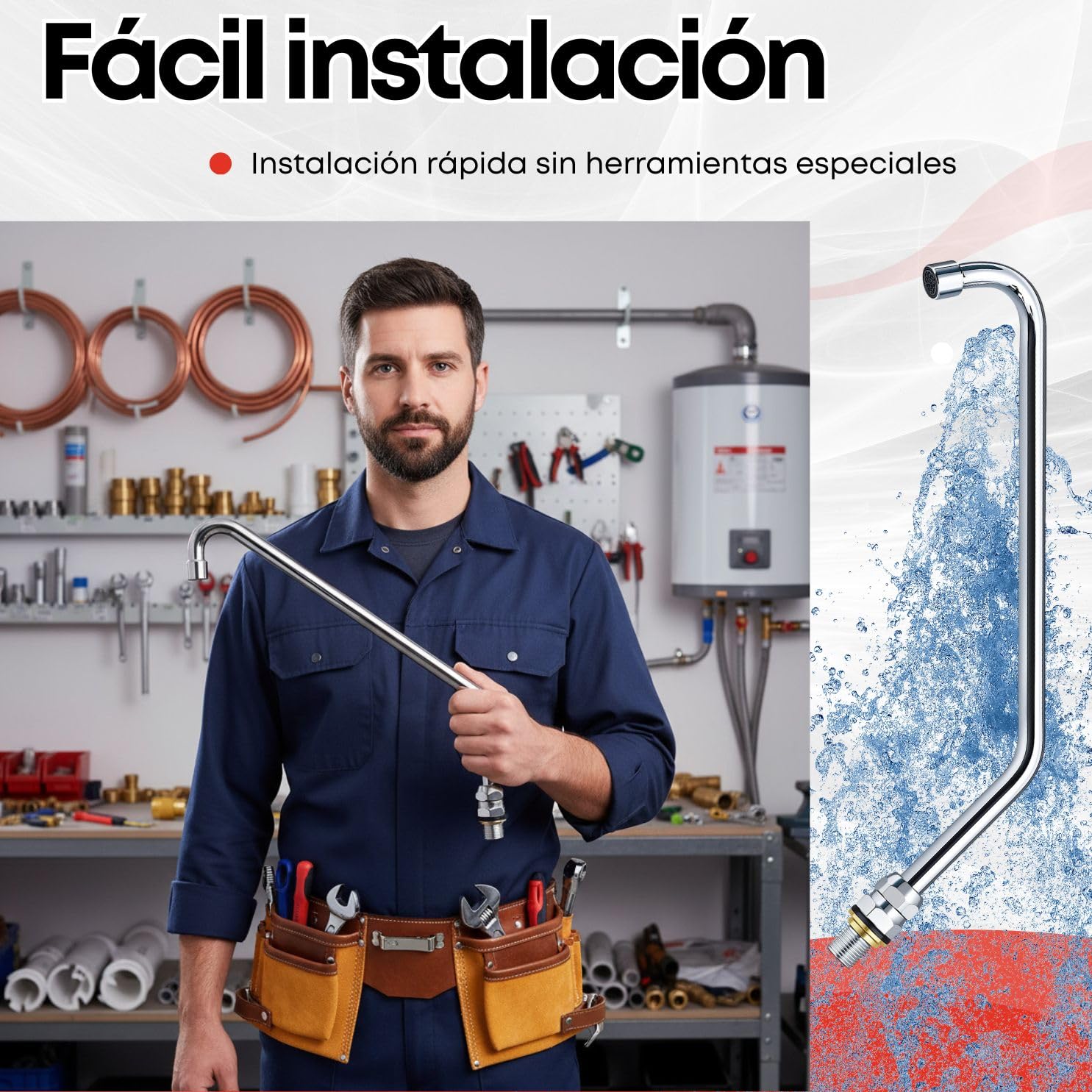 GOLDMAN SERVICE | Caño alto Giratorio con Aireador para Grifo de pedal de cocina industrial | Cuello de Cisne Cromado Acero Inoxidable – Recambio Profesional para Fregaderos de Hostelería