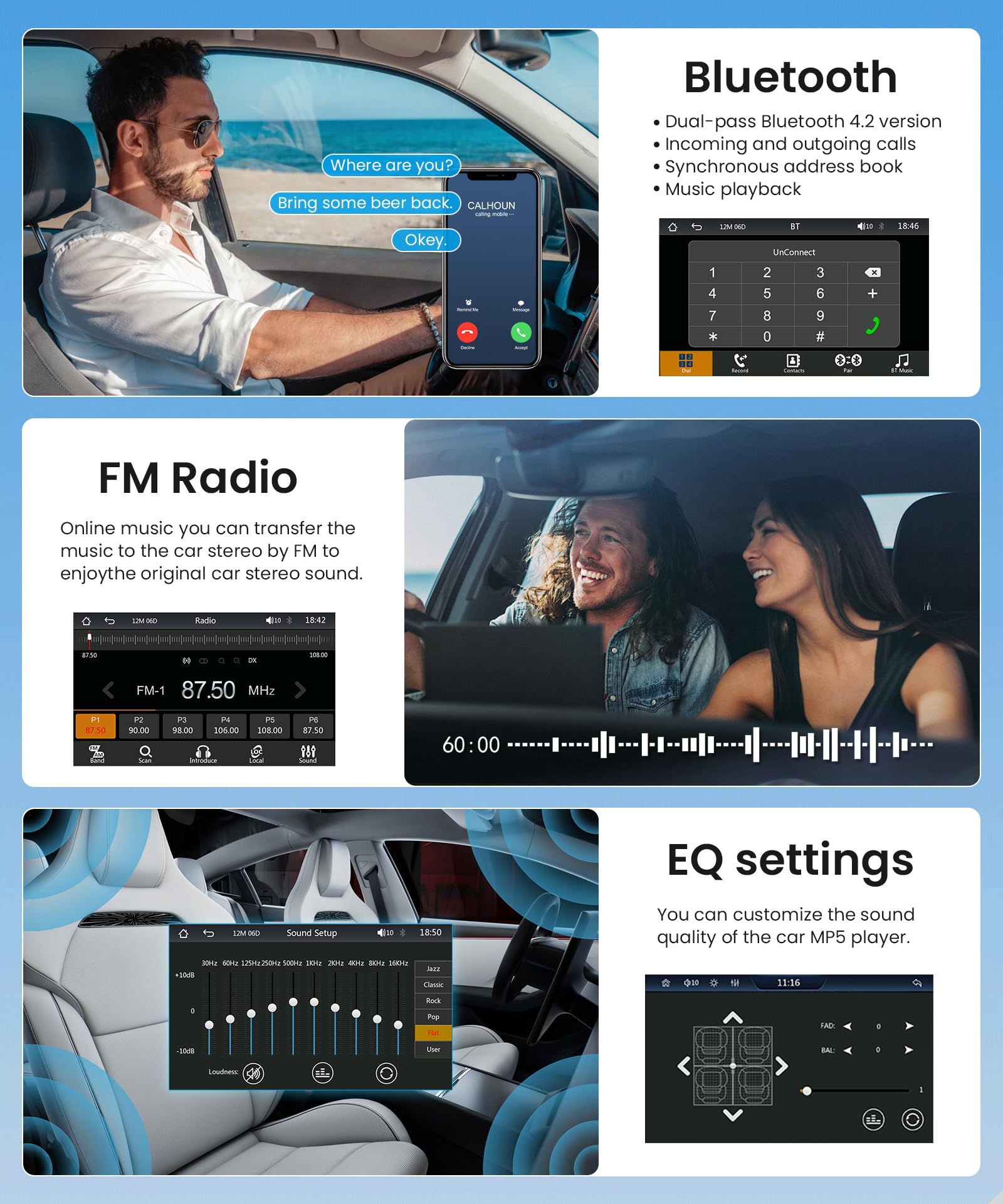 Rimoody Radio de Coche 2 DIN con Wireless Carplay,7 Pulgadas 2 DIN Stereo Auto Bluetooth con Pantalla HD con Android Auto Mirror Link GPS Navi FM/AUX/USB/EQ/DVR Control del Volante Cámara Trasera