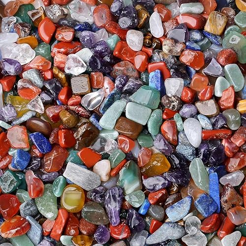 LAIDANLA 1 libra (450 gramos) de grava de acuario de cristal de 7 chakras, piedras pulidas y talladas en bruto, piedras de cristal irregulares,