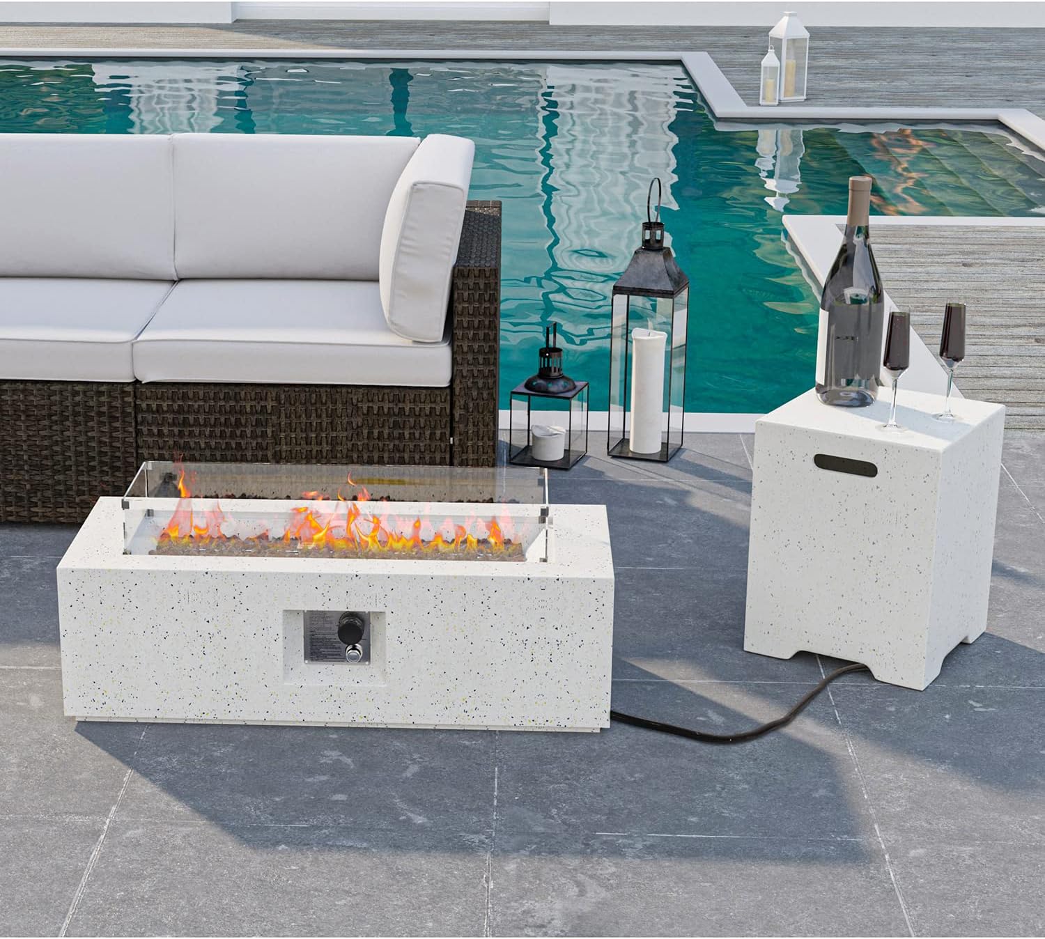 44-inch 50,000 BTU Gas Firep Pit with Wind Guard and Tank Cover