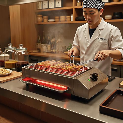 Miniatura 3 de Parrilla eléctrica de 1800 W, parrilla sin humo para interiores y exteriores, parrilla coreana de barbacoa con parrilla de acero inoxidable