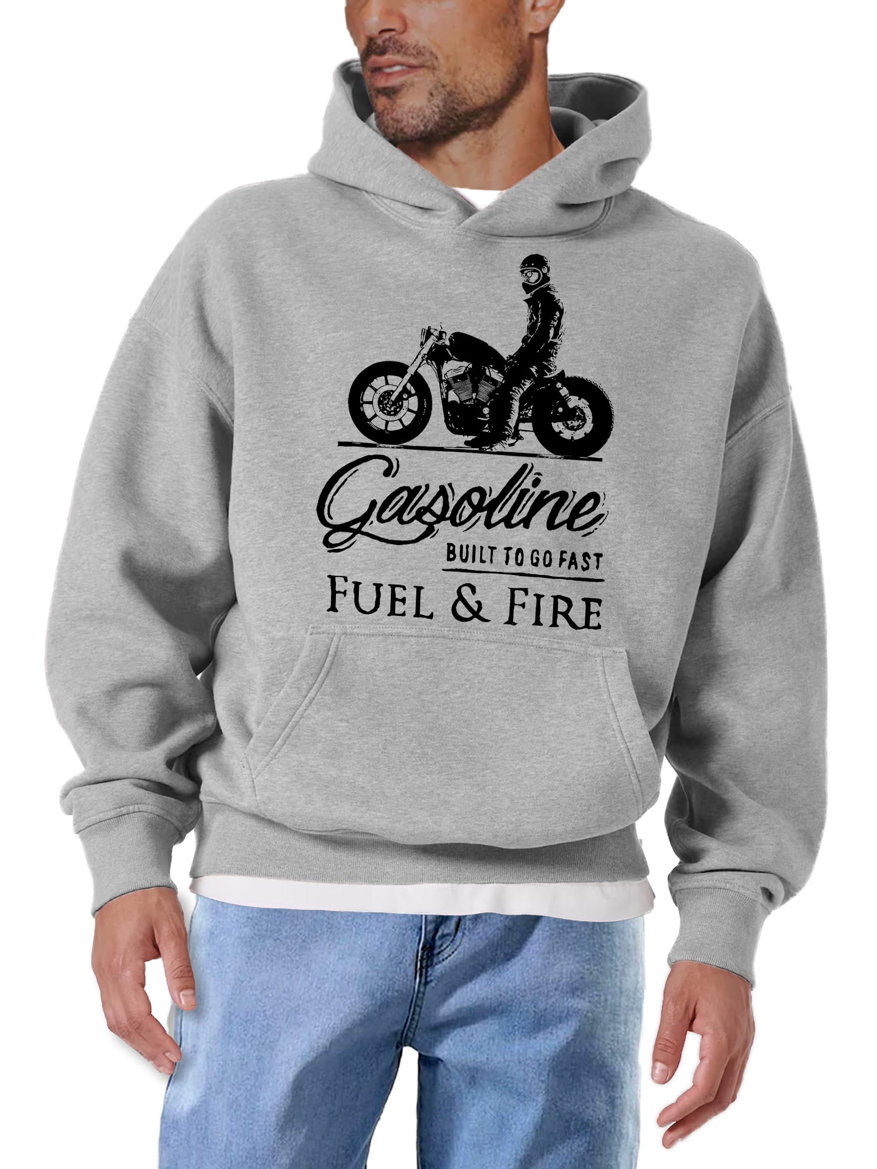 Makaya Sweat à Capuche Homme - Cafe Racer Moto - Pull Motard Sweatshirt