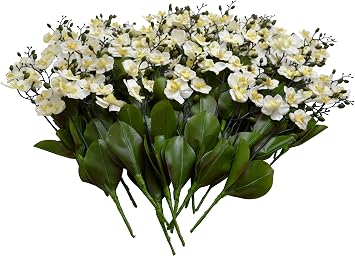 Sia Home Fashions 12-Pack Decor Permanent Botanicals 11-Inch Orchid Spray, Mini, White