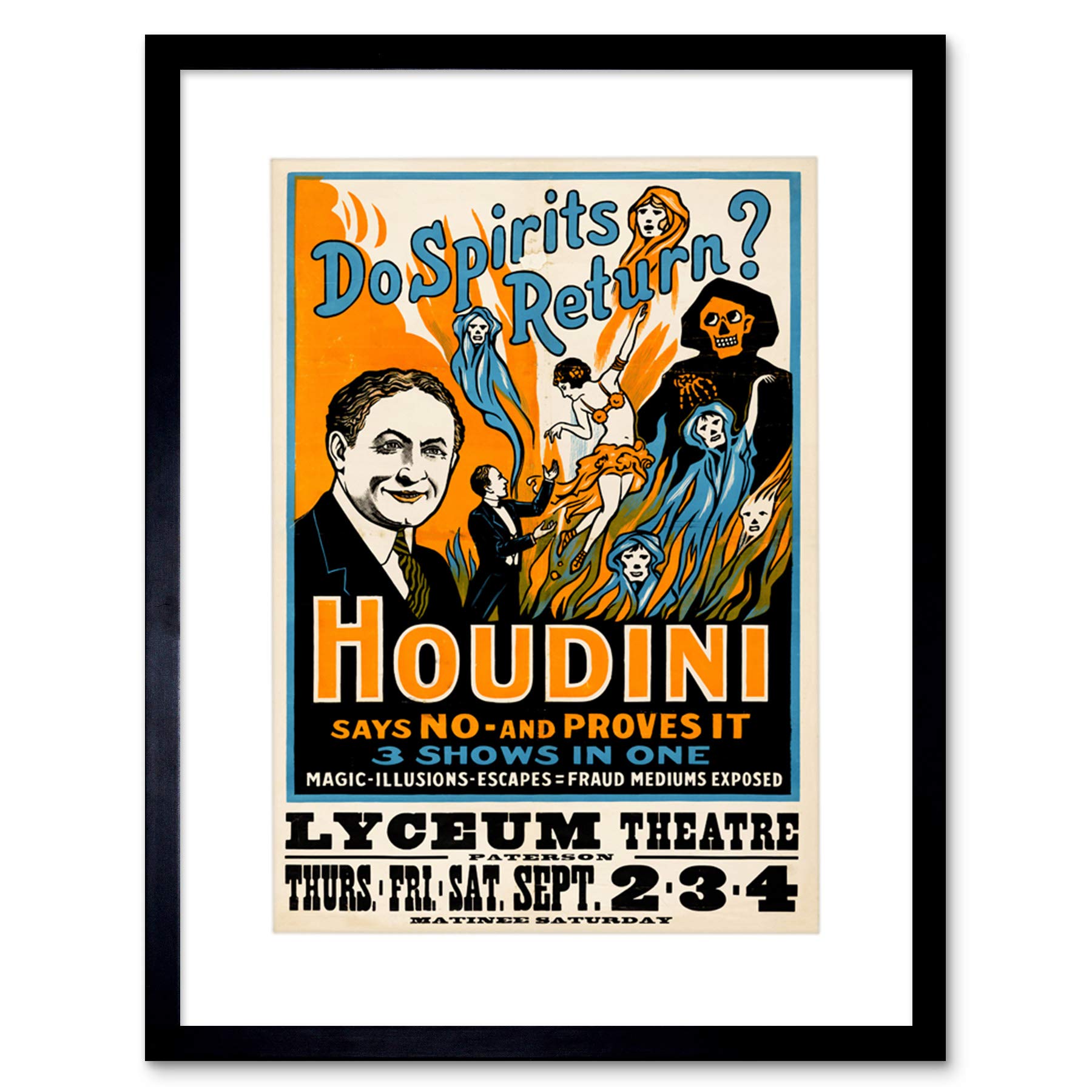 Wee Blue Coo Theatre Spirits Houdini New Picture Framed Wall Art Print