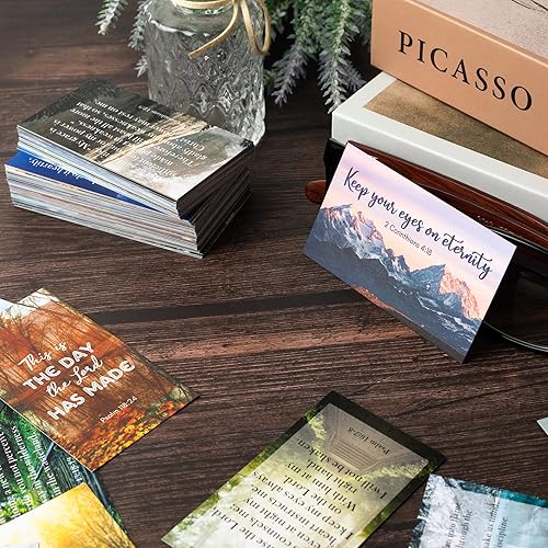 Miniatura 6 de BRYTEFY 100 tarjetas inspiradoras diarias con versículos bíblicos con citas únicas, perfectas para regalos de Navidad