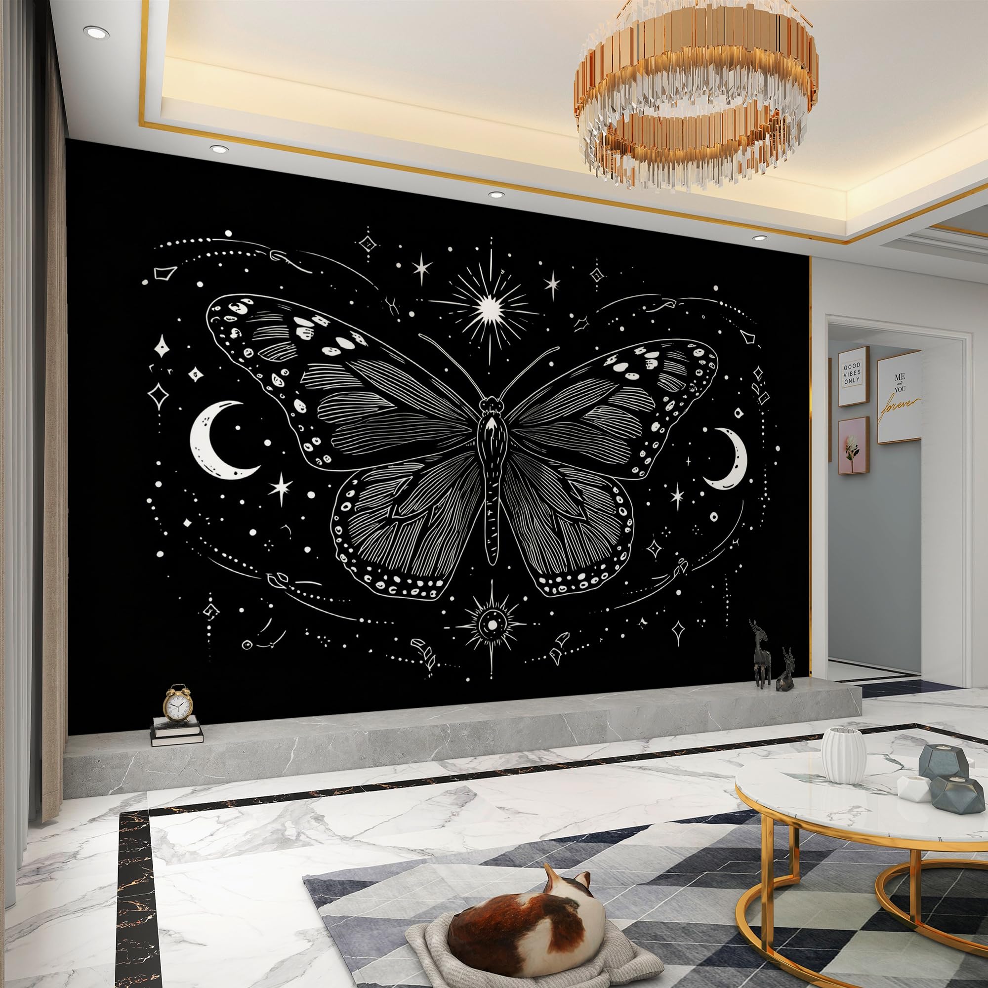 Carta da parati effetto 3D Farfalla 250 x 175 cm Murale Non Tessuto Arte Astratta Fotomurale Stampa HD Moderna Poster Per Soggiorno E Camera Da Letto Design 2M1501