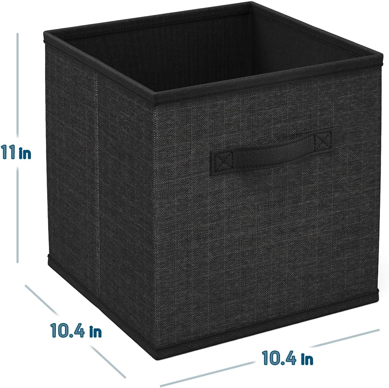 Nestl Foldable Fabric Storage Bins - 6 Cube Organizer with Handles, Black, 11-Inch for Bedroom, Playroom and More