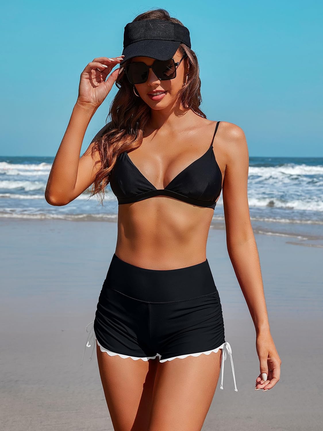 ATTRACO Women Swim Shorts High Waisted Swimsuit Shorts Swim Bottom Board Shorts - Image 7