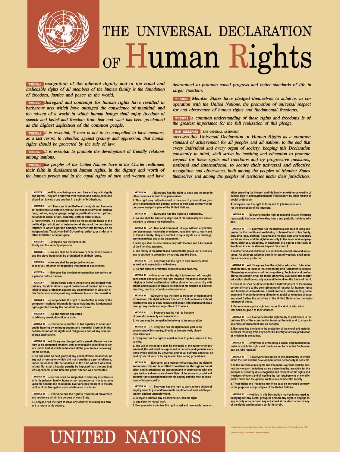 Universal Declaration of Human Rights Replica - Poster Art Print - Various Sizes (18 x 24 in)