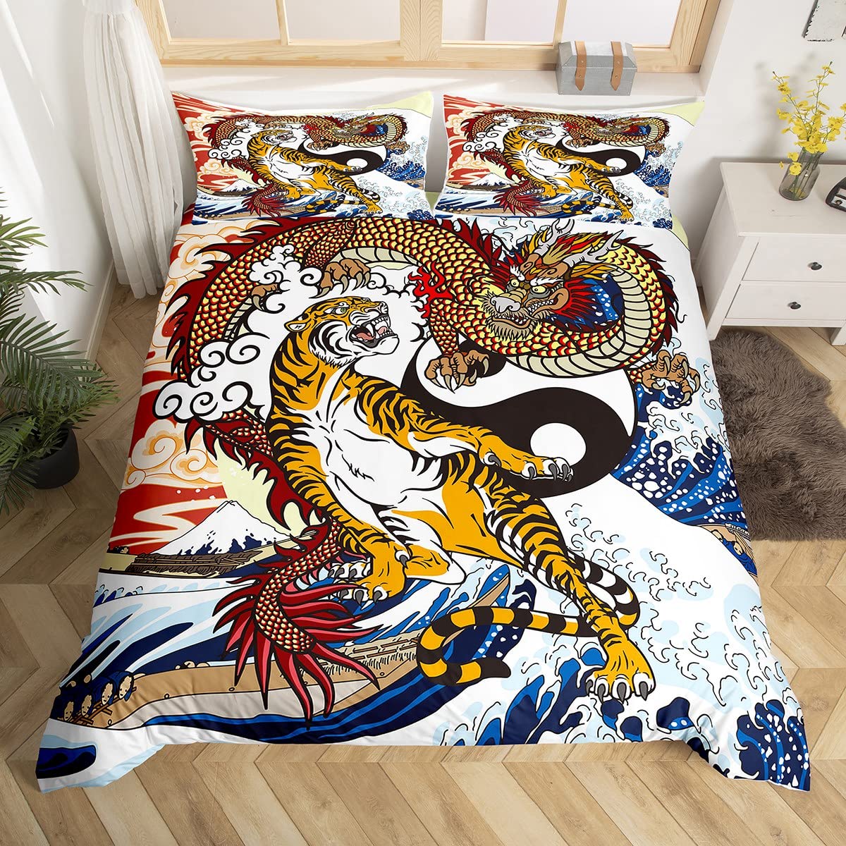 Housse de couette Fuji Mountain respirante et parure de lit Japonaise grand confort Super King