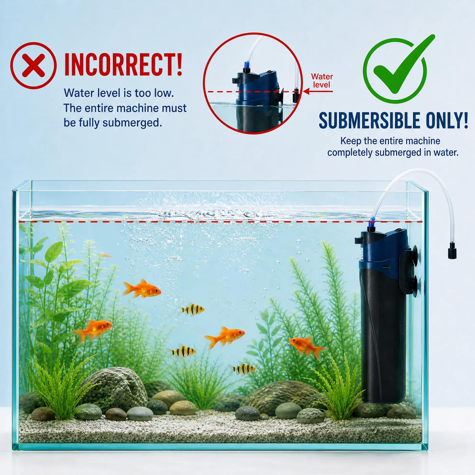 coospider-repta Filtre d'aquarium 132 GPH vert propre submersible machine U-V pour aquarium pour aquarium de 10 à 90 gallons