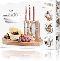 Vista 6 de Final Touch Juego de 5 tablas de queso magnéticas, con bloque de cuchillos extraíble (CE40405)