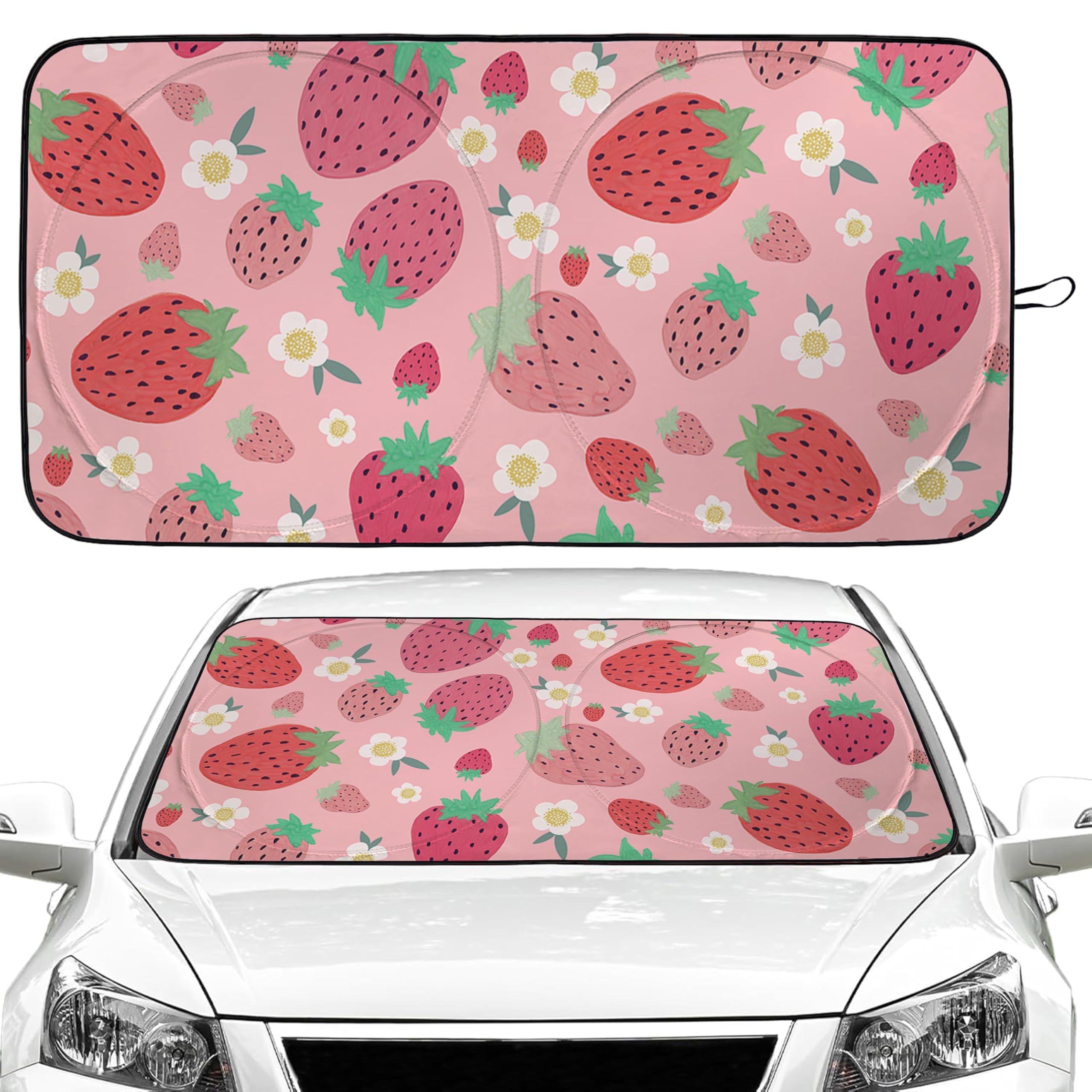Photo 1 of Gayruaicjz Strawberry Car Windshield Sun Shade 59x27.5 inches