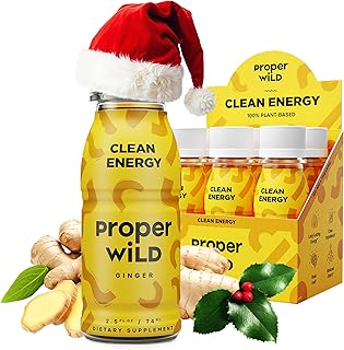 Proper Wild Vegan Energy Shots, with L-Theanine, and Organic Caffeine, Clean Plant Based Energy Drink, Gluten Free, GMO Free, Dairy Free, Stevia Free, Soy Free, Ginger, 2.5 Fl Oz, 6 Pack