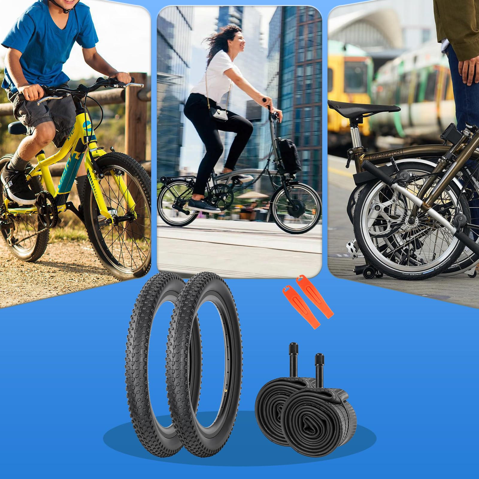 Pneumatici per bicicletta 20x2,4 (60-406) / 24x2,4 (60-507) / 26x2,4 (60-559) / 27,5x2,4 (60-584) / 29x2,4 (60-622) – Compatibili con MTB, BMX e Fatbikes