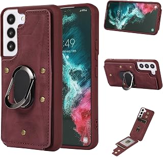 ZCDAYE Samsung Galaxy S23 - Funda de piel para Samsung Galaxy S23 (con anillo giratorio de 360°, función atril para Samsung Galaxy S23), color rojo
