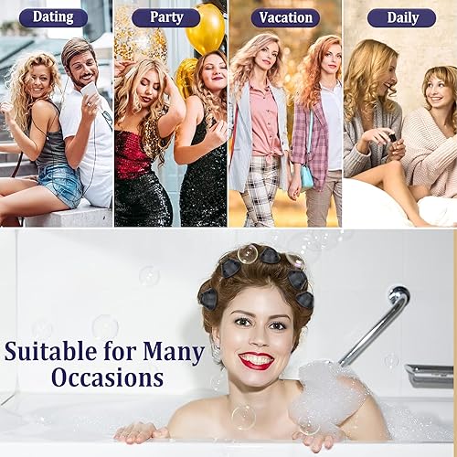 Miniatura 6 de 60 rodillos mágicos negros para el cabello con 2 peinetas, incluye 30 rizadores de pelo grandes durante la noche, 30 rizadores de silicona pequeños