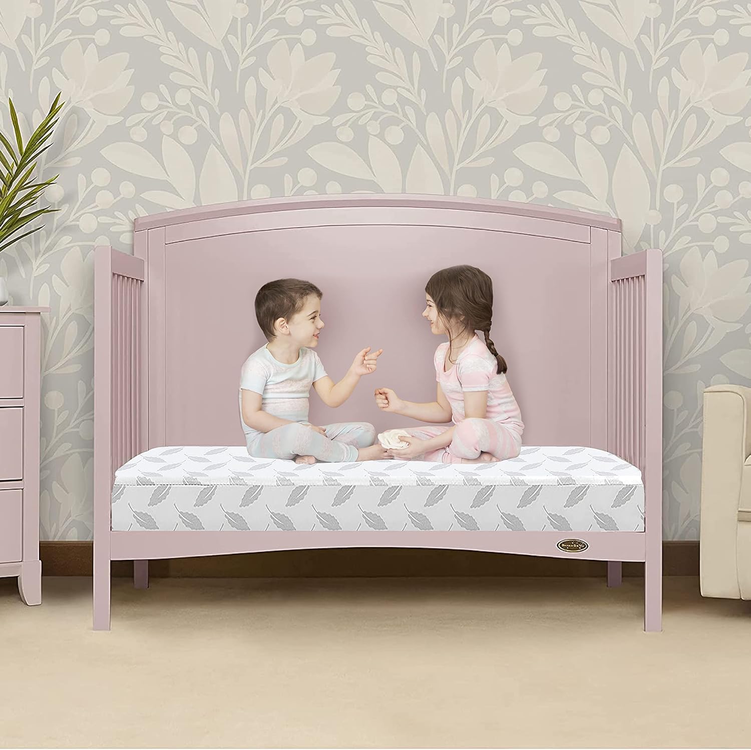 Gray Leaf 4" Firm Fiber Crib and Toddler Mattress