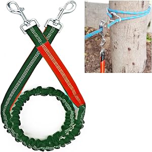 Reflective Bungee Dog Leash Extension Attachment with Double Swivel Clips， Shock Absorbing Lead for Small/Medium/Large Dogs (red, 4ft for 150lbs)