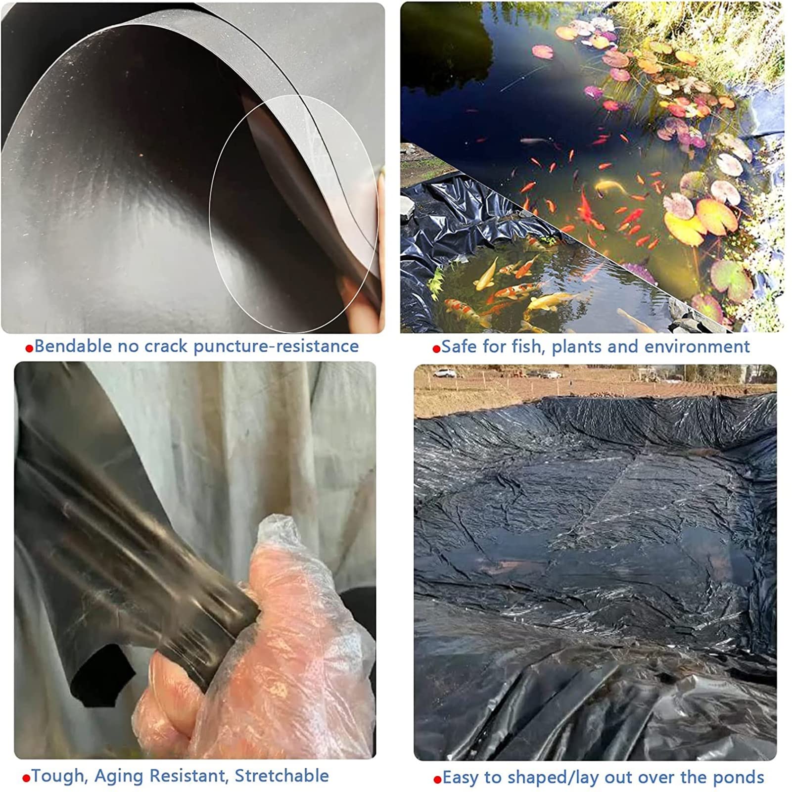 Rivestimento per laghetto in polietilene ad alta densità, spessore 2 mm, pellicola flessibile e impermeabile per laghetti per pesci, giardini, fontane e cascate, ideale per piante acquatiche e pesci