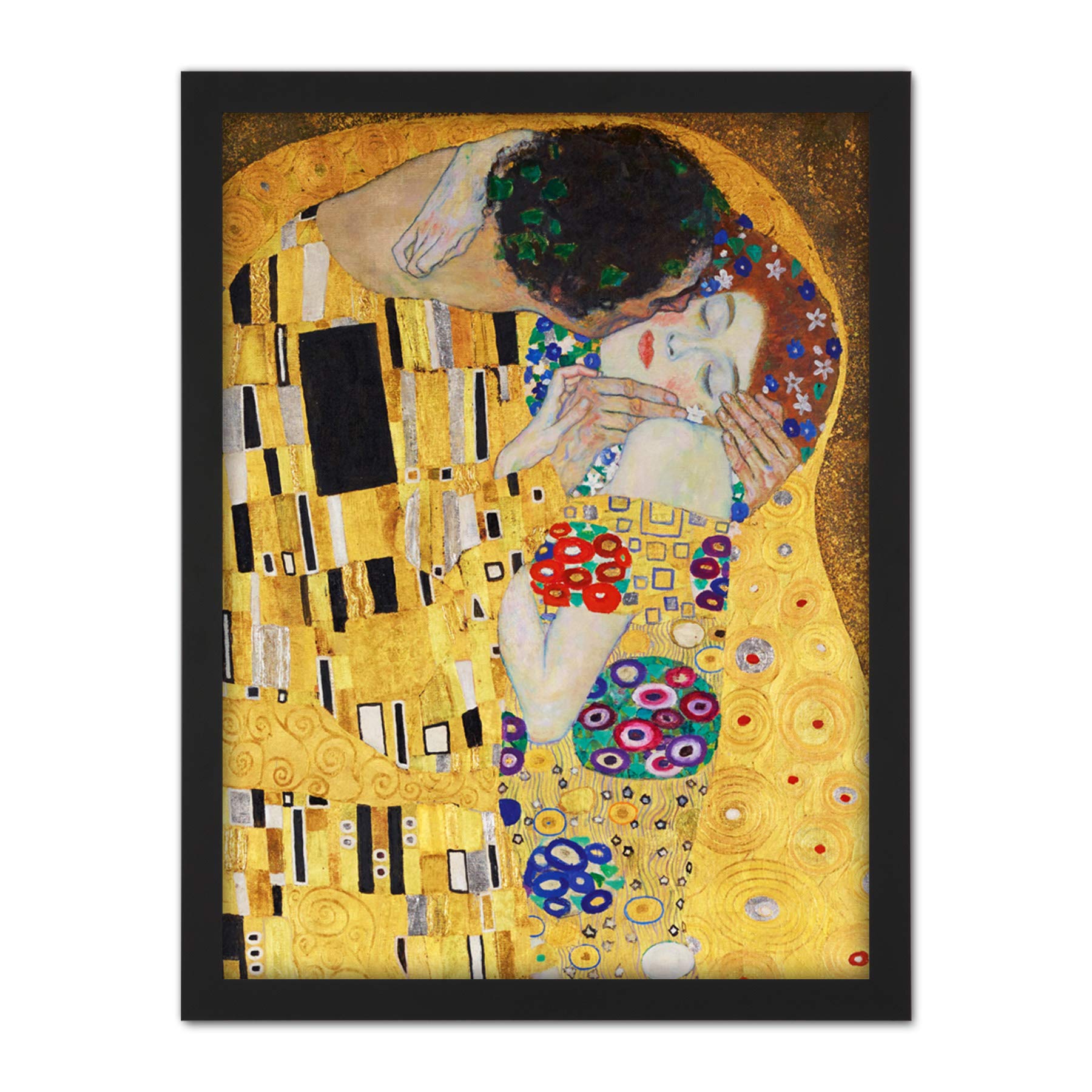 Wee Blue Coo Klimt The Kiss Artwork Framed Wall Art Print 18X24 Inch