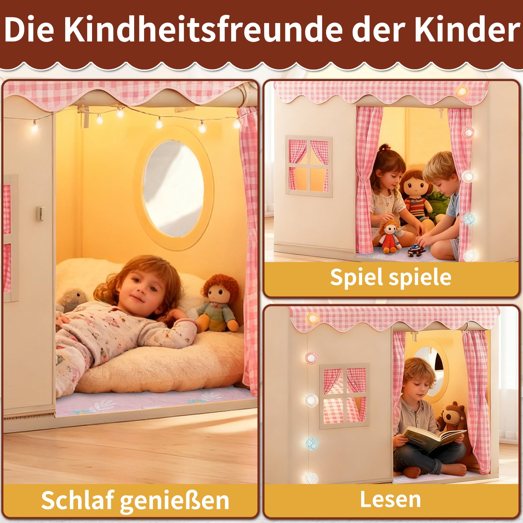 OUUTMEE Tienda de juegos 2 en 1 con estera para niños, tienda de campaña para interior, tienda de juegos para habitación infantil, casa de juegos para la decoración interior de habitaciones infantiles
