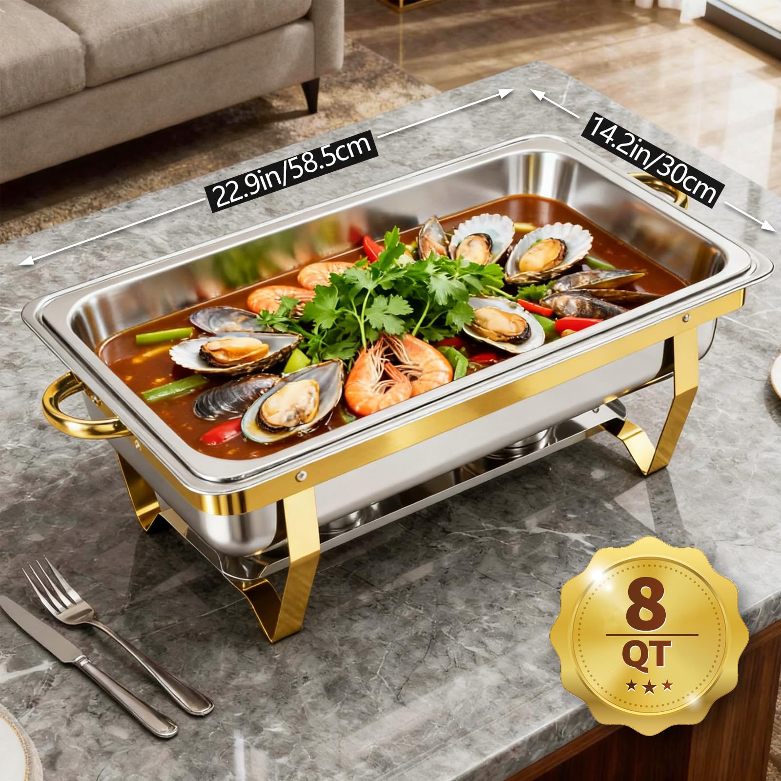 4 Stück Chafing Dishes für Buffet 8QT Chafing Dish Buffet Set