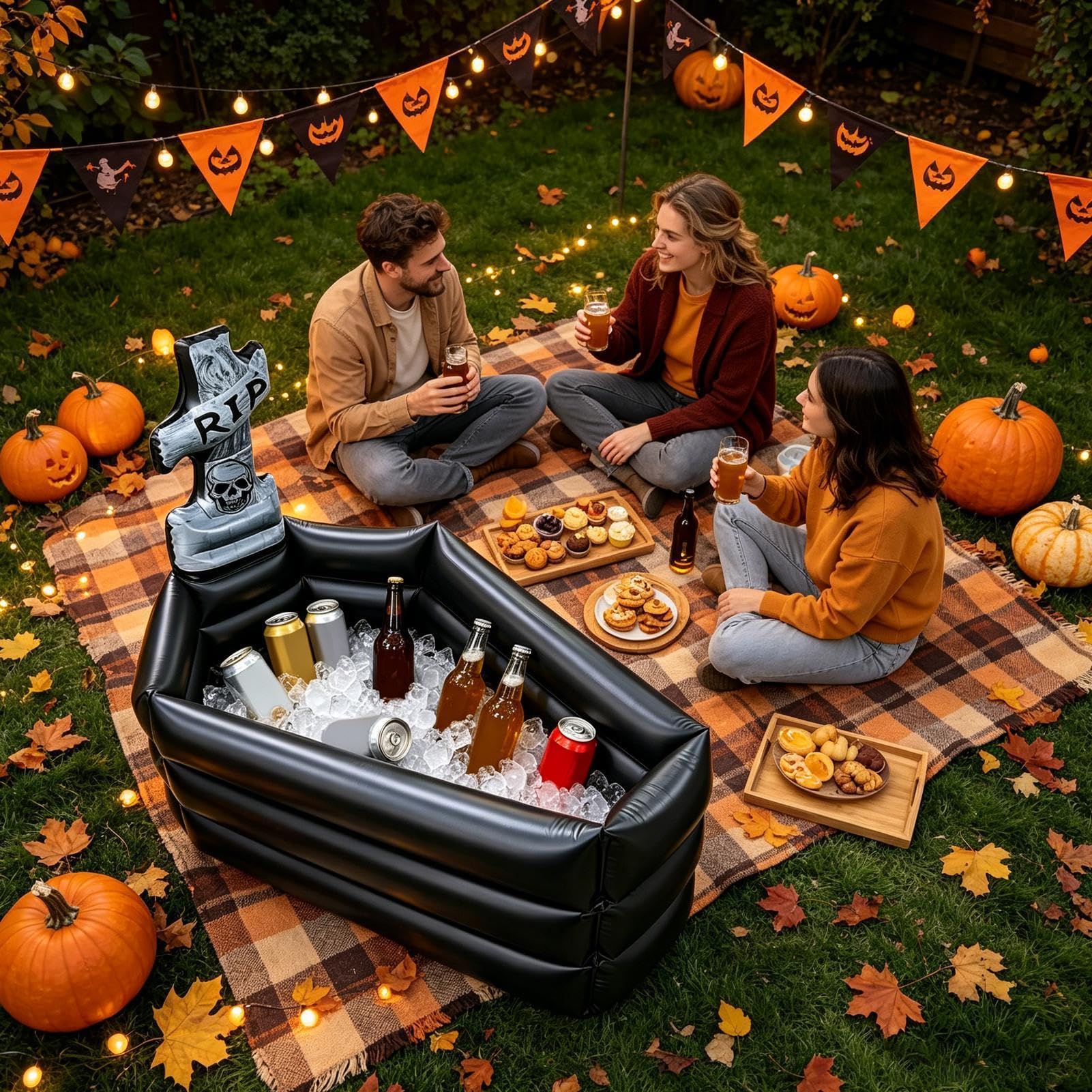 Aufblasbarer Halloween-Kühler | Sarg 89,9 cm große Kapazität Dekoration