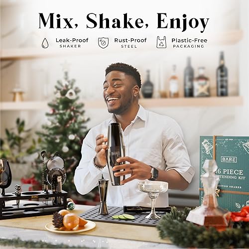 Miniatura 5 de BARE BARREL Mixology Bartender Kit Bar Set Juego de coctelera de 16 piezas Herramientas de mezcla de Martini Barware para el hogar Incluye 35