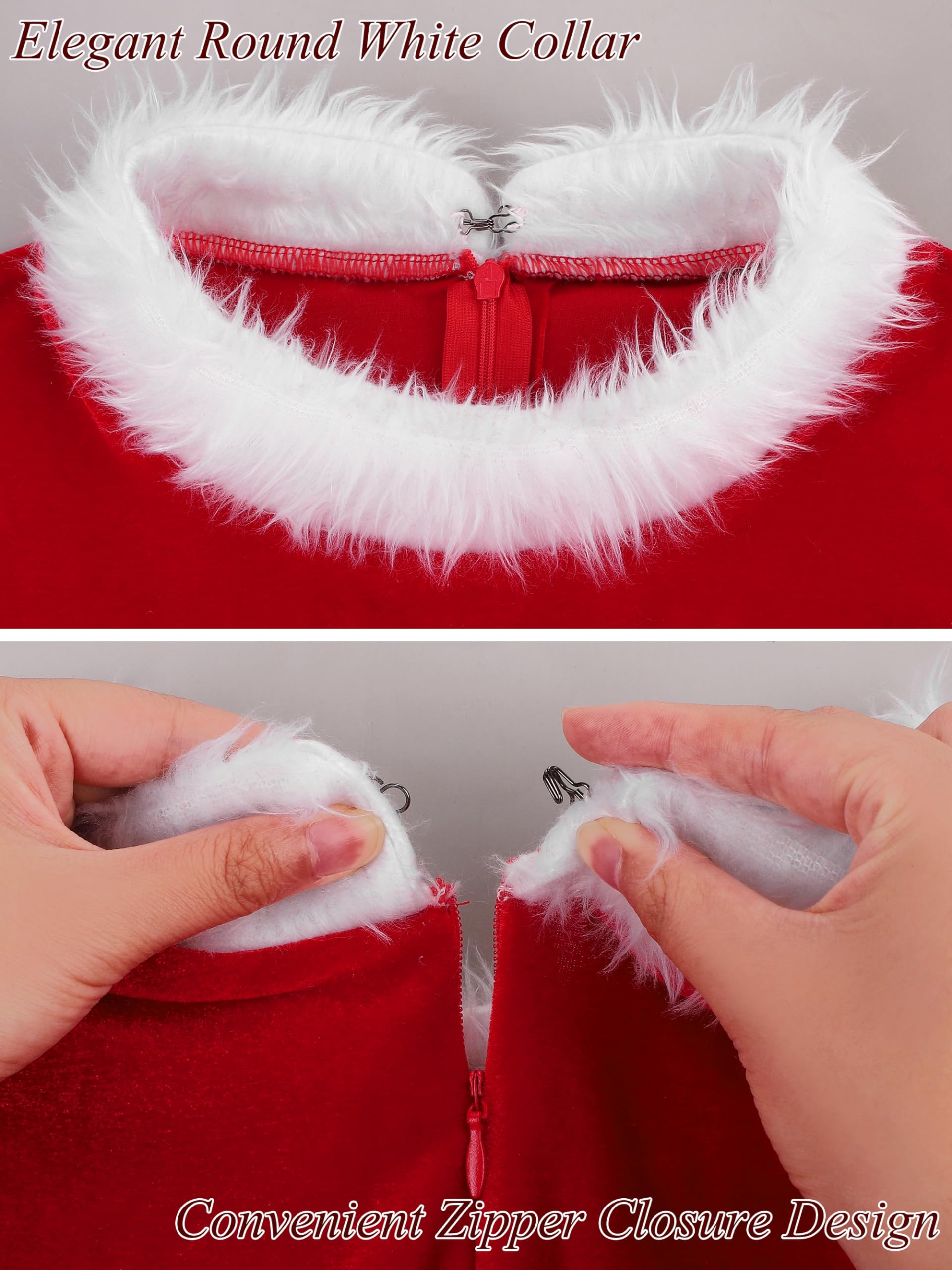 AOTHSO Lot de 5 costumes de Père Noël en velours avec ceinture, au-dessus du genou, chaussettes, chapeau, gants, Père Noël, cosplay